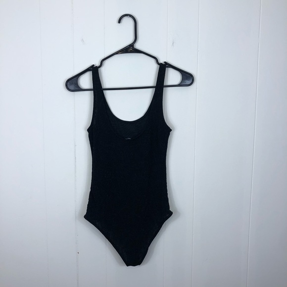 Zara Sparkly Sheer Black Bodysuit Sz S - Picture 8 of 8